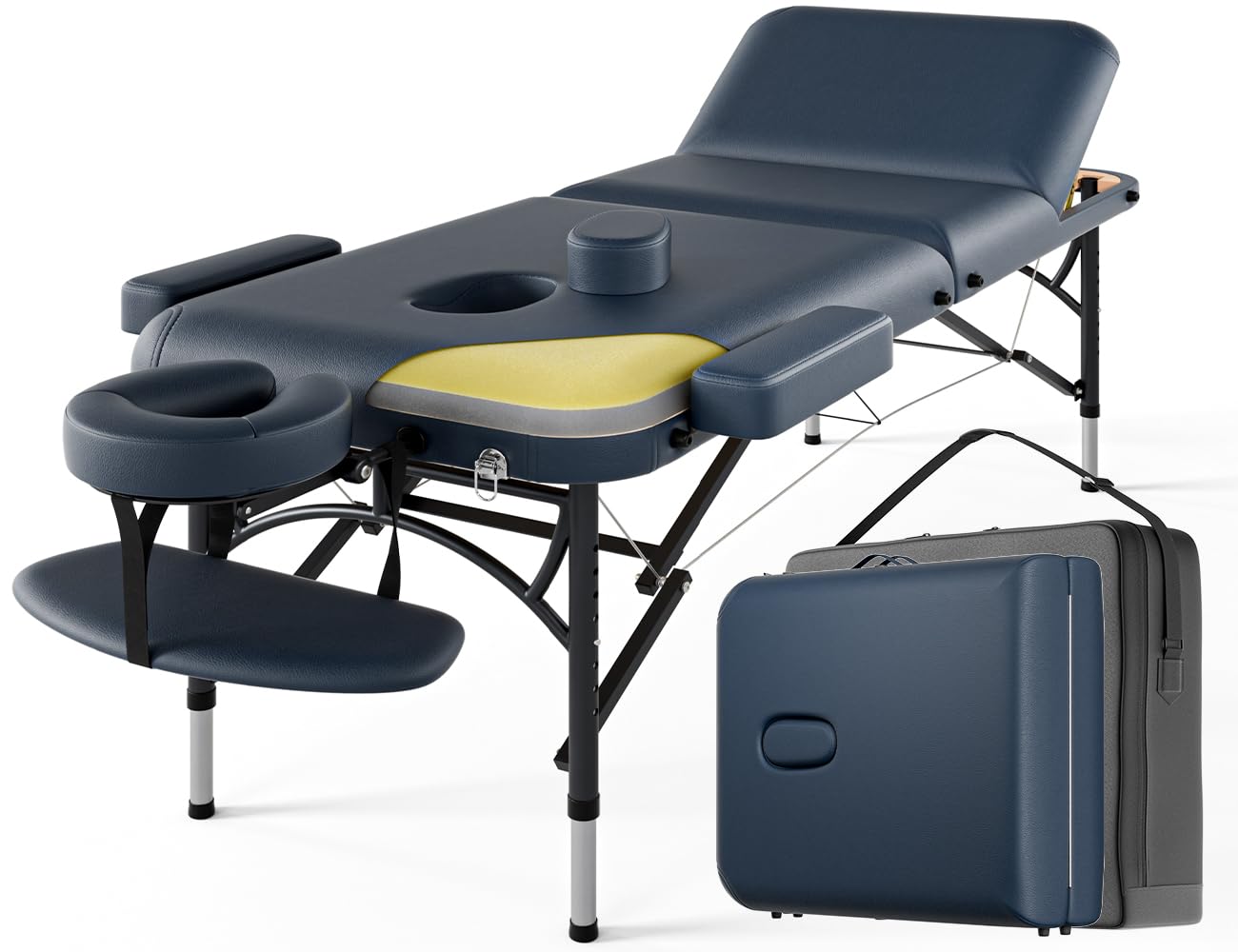 3 Fold Professional Massage Table Portable Hold Up to 1100LBS Blue