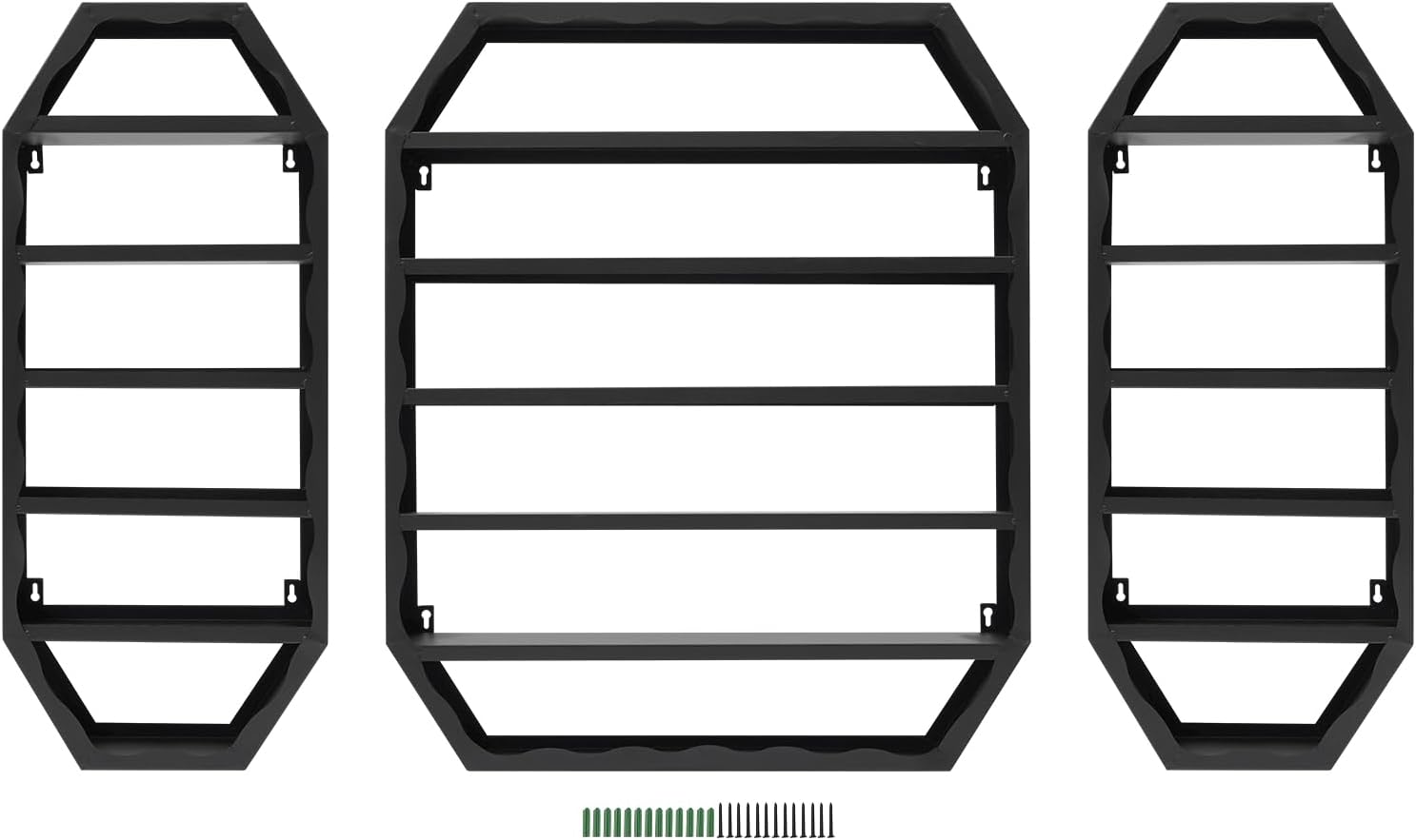 3pcs Wall-Mounted Nail Polish Storage Racks, Multi-Tiers Metal Display Racks With Middle Rack & 2 Side Racks,Metal Essential Oil Organizer Storage Racks For Homes, Nail Salons, Spas,Stores(Black)