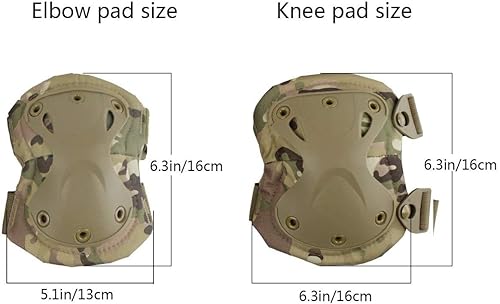 Miniatura 6 de Juego de rodilleras y coderas tácticas de camuflaje para Airsoft, paintball, caza, ejército, patinaje, deportes al aire libre, tamaño grande