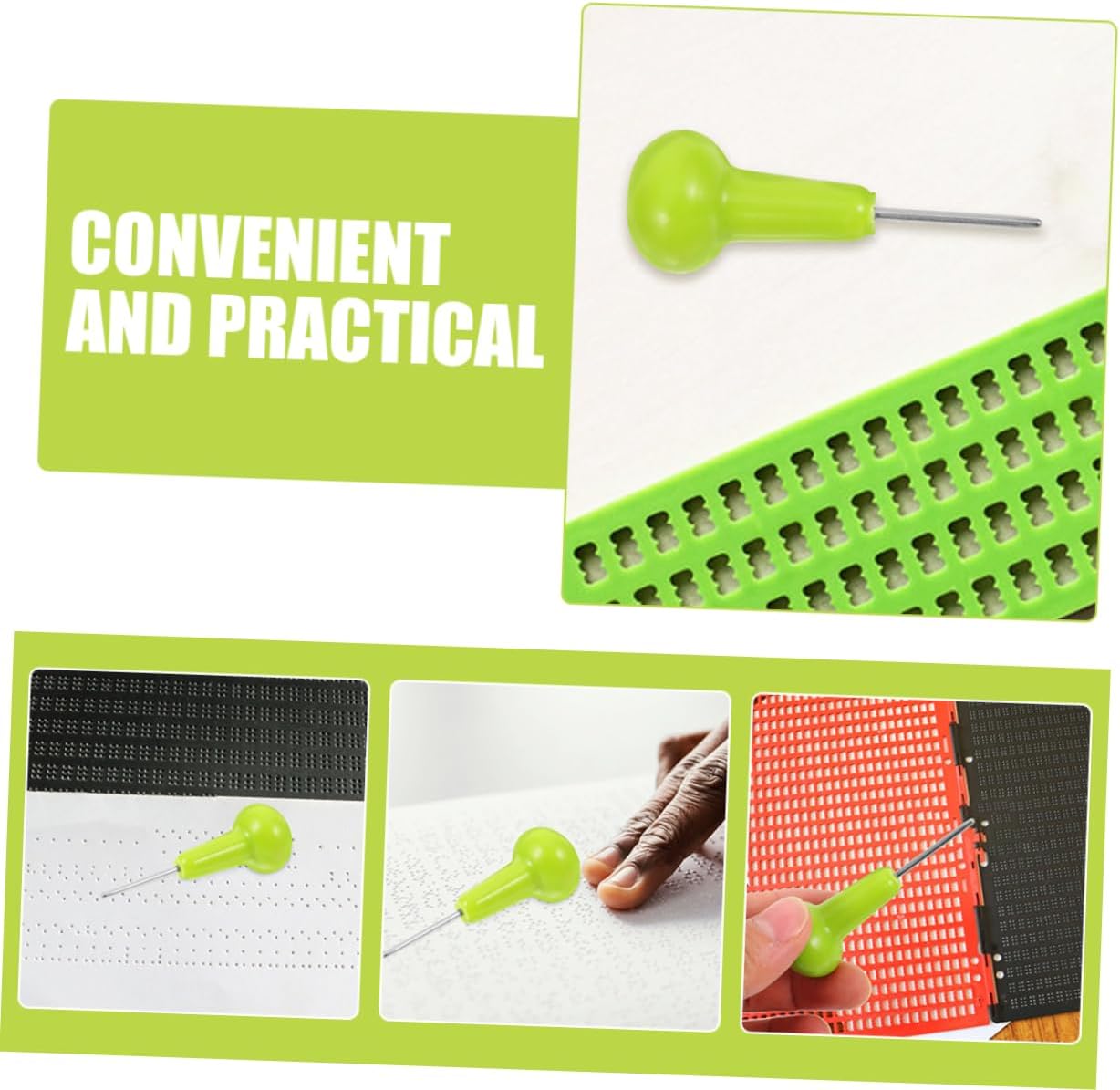 2pcs Braille Writing Tool Lightweight Plastic Stylus for Blind Learning Braille Pen for Comfortable Use Portable Writing Aid for Visual Impairments