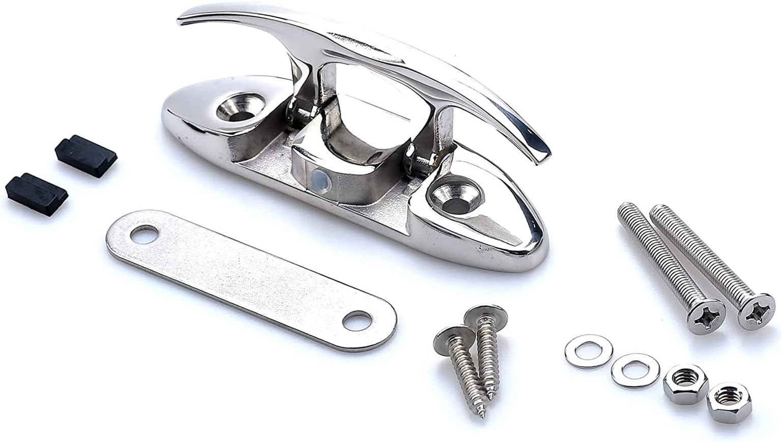 MxEol Boat Flip Up Cleat Dock Folding Stainless Steel w/ Fasteners (Silver, 4-1/2" 1 Piece)