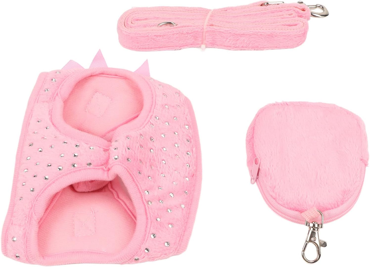 Dog Harness and Set Dog Harness Leash Cute Leash Bow Rhinestone Decoration Breathable Pet Garment Traction Rope Set for Small Dogs Cats Cute