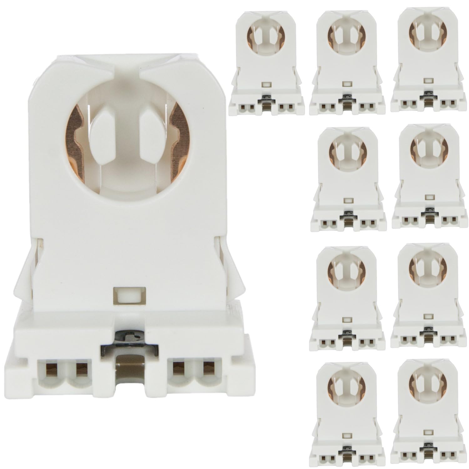 Diodesy- T12 Linear Fluorescent Socket Low Profile Rapid Start Socket White Finish for LED & Fluorescent Tube Replacement Lamp Durable Construction UL Listed Pack of 10