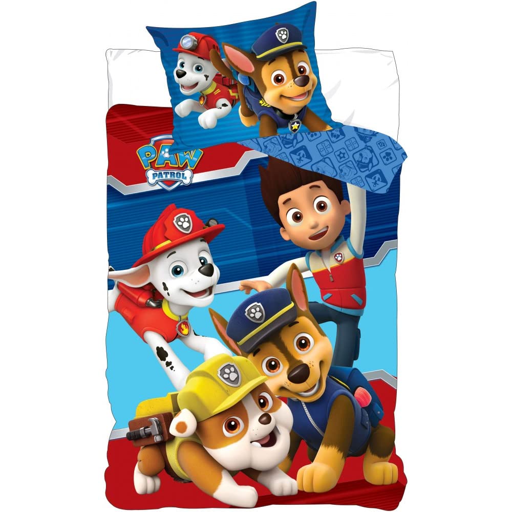 Parure de lit Pat Patrouille 140x200 cm avec taie 70x90 cm en microfibre pour enfant