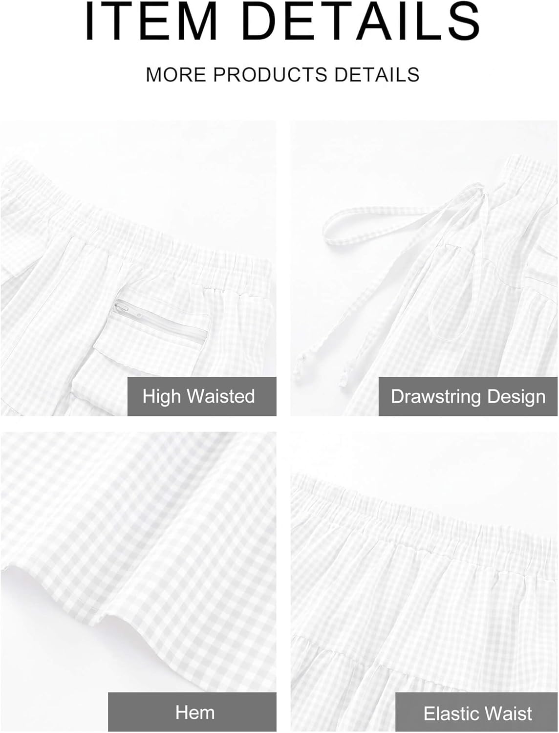 DERAX Gingham Maxi Skirts for Women Drawstring High Waist A-Line Long Plaid Skirt Summer Casual Vacation Long Skirts