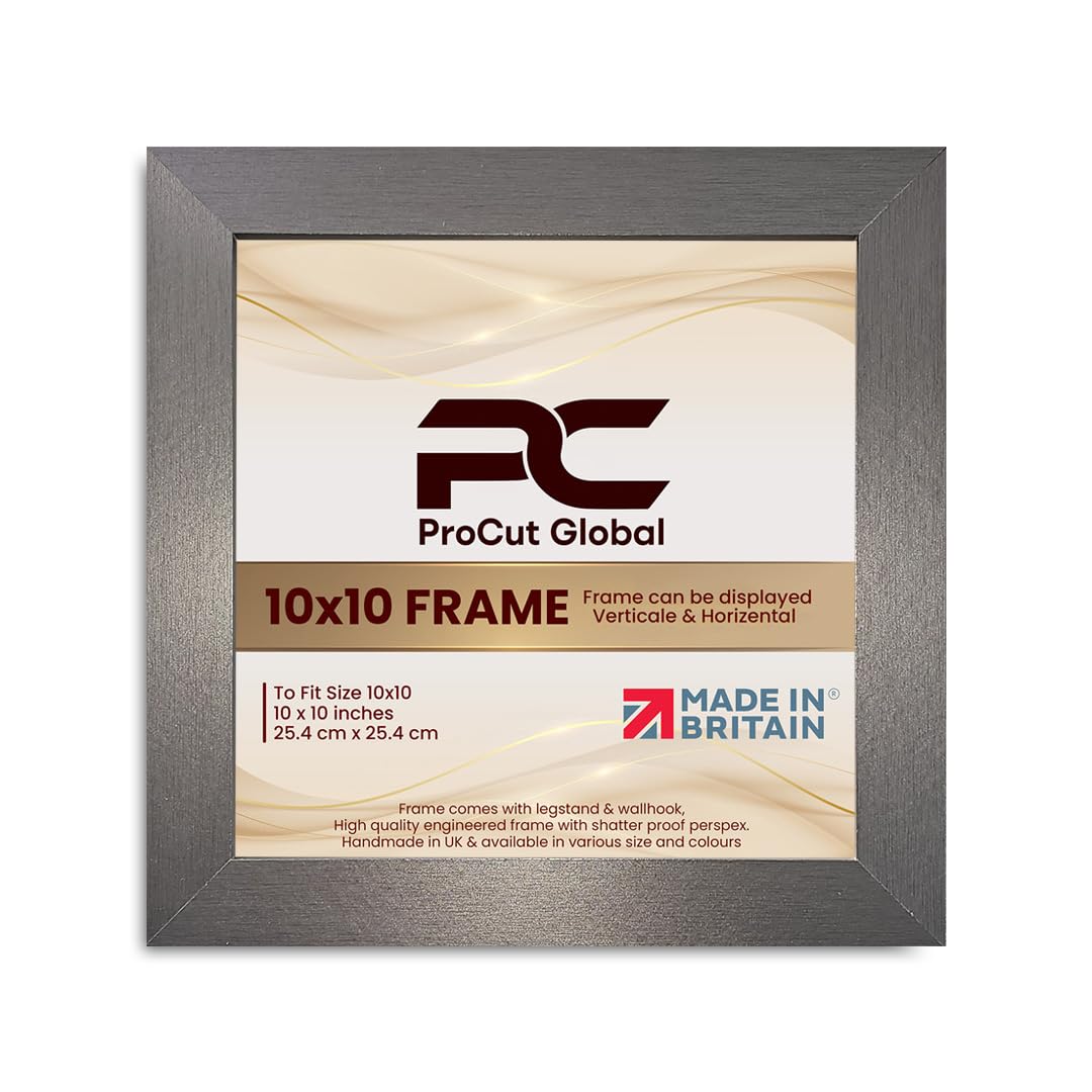 Procut Global 10X10 Dark Oak Picture Frames - Modern Wooden Photo Frame with Shatterproof Perspex for Wall or Tabletop - Perfect for Posters, Certificates, Prints - Sizes & Colors Available
