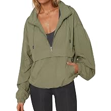 Womens Windbreaker Lightweight Jackets Hooded Quarter Zip Pullover