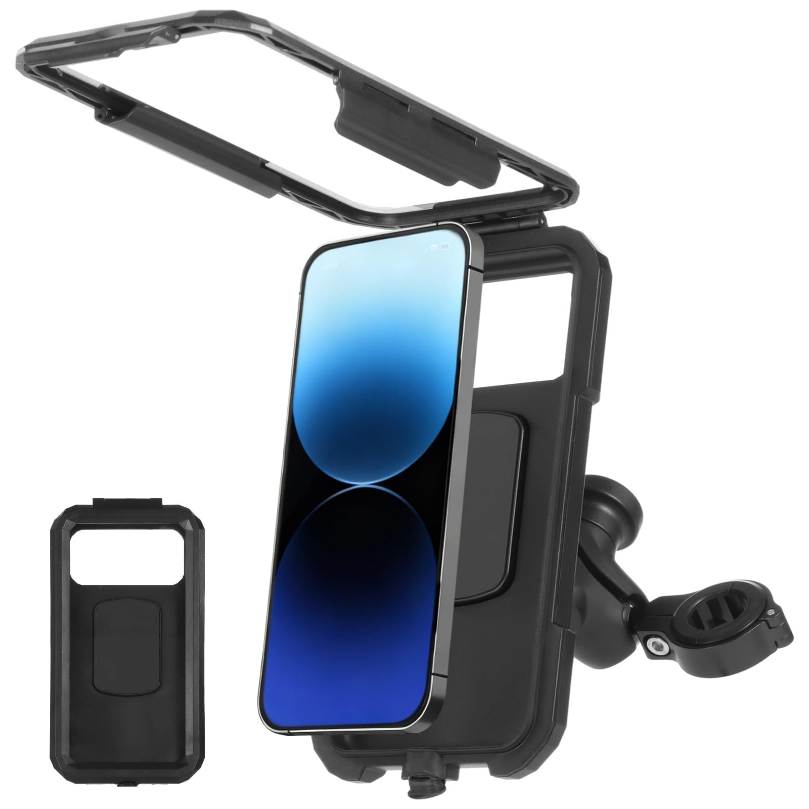 Uchwyt na telefon komórkowy z wodoodporną ochroną, stabilny uchwyt na smartfon z pełną osłoną, wrażliwy ekran dotykowy, regulacja 360°, wolne złącze ładowania, do telefonów o przekątnej od 11,7 do