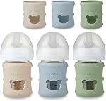 PandaEar 3 Pack Silicone Sleeves for Philips Avent Natural Glass Baby Bottles 4 oz, Shatterproof Anti-Breakage and Heat Resistant Bottle Holder, BPA-Free, Compatible with 4 oz Avent Glass Bottles