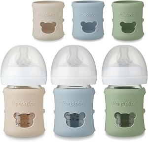 PandaEar 3 Pack Silicone Sleeves for Philips Avent Natural Glass Baby Bottles 4 oz, Shatterproof Anti-Breakage and Heat Resistant Bottle Holder, BPA-Free, Compatible with 4 oz Avent Glass Bottles