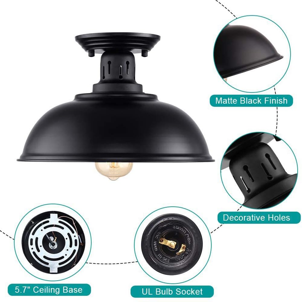 Amerykańska lampa sufitowa na korytarz i werandę, 12,8 cala, retro industrialna, wiatrowa, kuta, żelazna lampa sufitowa na schody, odpowiednia do balkonu, baru, hotelu lub firmy, oprawa oświetleniowa