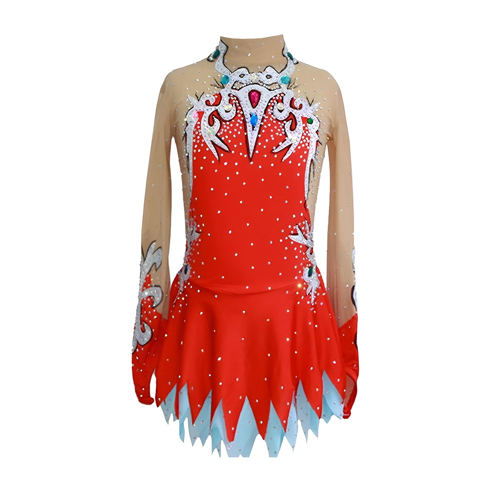 Eiskunstlaufkleid for Mädchen Mit Kristallverzierung, Elastisches Eislauf-Outfit for Damen for Wettkämpfe
