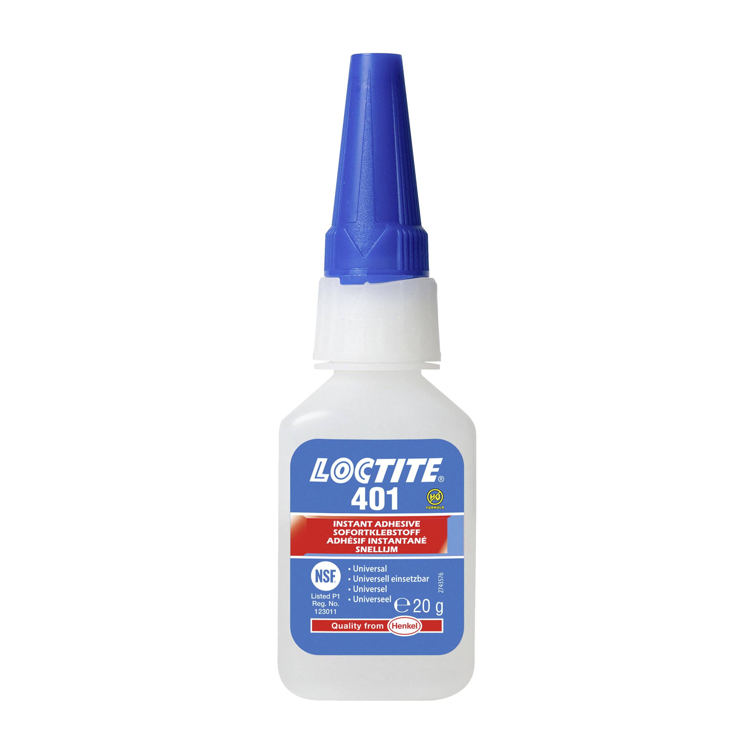 LOCTITE 401, universell einsetzbarer Flüssigkleber, hochfester Kleber für schnelle Reparaturen, schnell härtender Cyanacrylat Sekundenkleber für viele Materialien, 1x20g