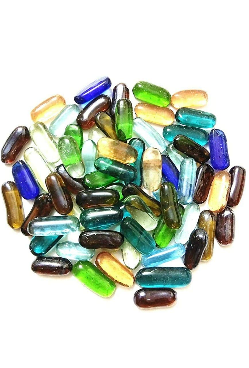 Parakh Multicolour Oval & Long Shaped Glossy Pebbles for Vase Fillers, Glass Gems Stone, Aquarium Fish Tank, Party Decoration 300gm (45 Pcs) (B08H1C2ZP8) Amazon Price History, Amazon Price Tracker