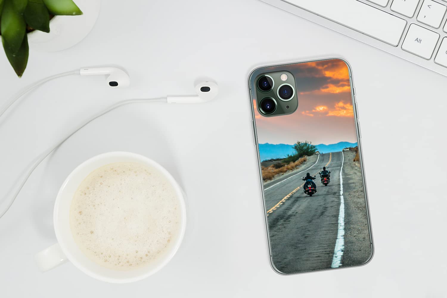 MuchoWow Funda para iPhone 11 Pro - Dos Motos circulando por la Ruta 66 - Funda de Silicona/Funda Blanda para teléfono móvil
