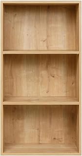 furni24 Breites Bücherregal mit 3 Fächern, Holzregal, Würfelregal, Aufbewahrungsregal, Saphir Eiche, 60x31x115h