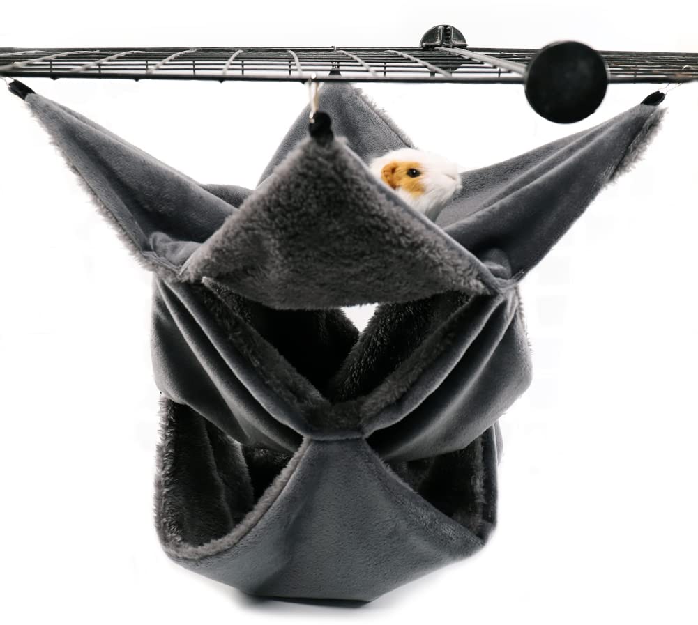 LeerKing Hamaca Hámster Cama Colgante Hurón con 3 Capas de Laberinto Geométrico para Animales Pequeños Rata Chinchilla Cobaya Ardilla para Jugar y Dormir, Gris Oscuro 30 * 30cm