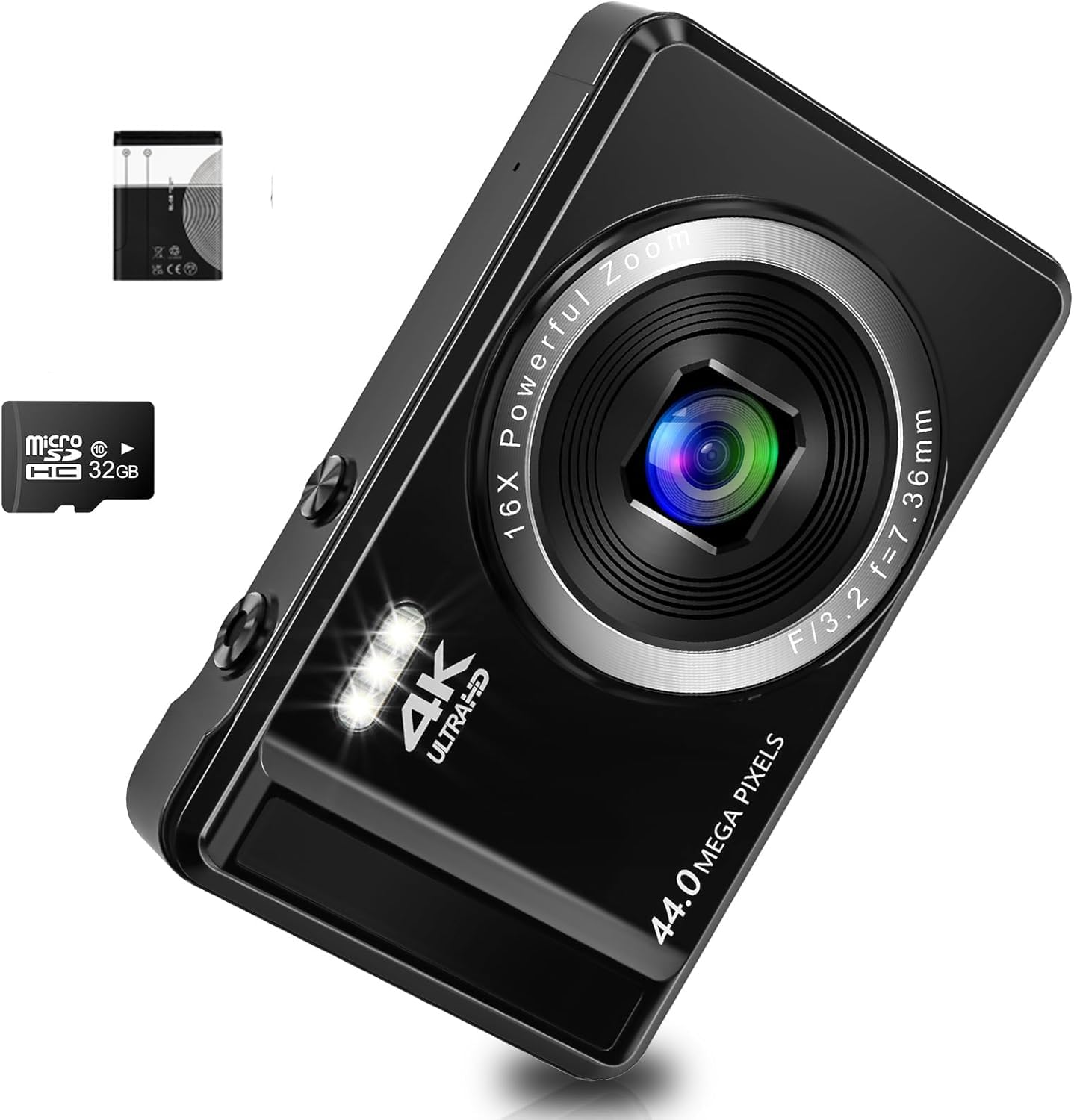 Fotocamera Digitale 4K Ultra HD 64 MP - Con Zoom 16x, Display LCD E Scheda SD 32 GB, Per Vlogging E Principianti