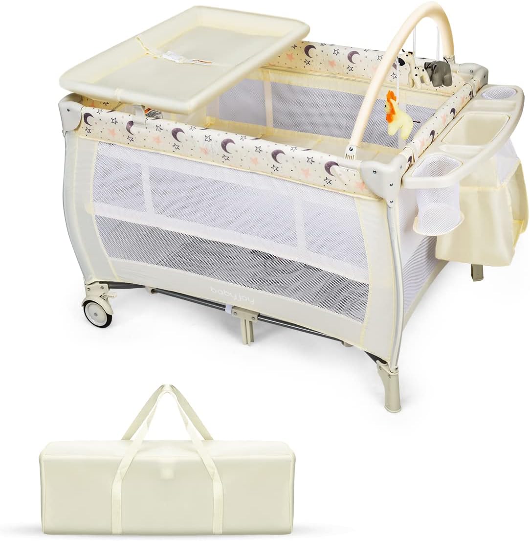 Babylo Deluxe Drop Side CoSleeper Bedside Travel Cot, Grey Mélange