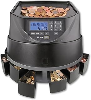 ratiotec Münzzähler CS 250 - Geldzählmaschine mit 550 Münzen/Min, Zählmaschine & Sortierer mit Batchfunktion, LED-Display, 8 Ausgabefächer, Euro Kleingeld Zählmaschine