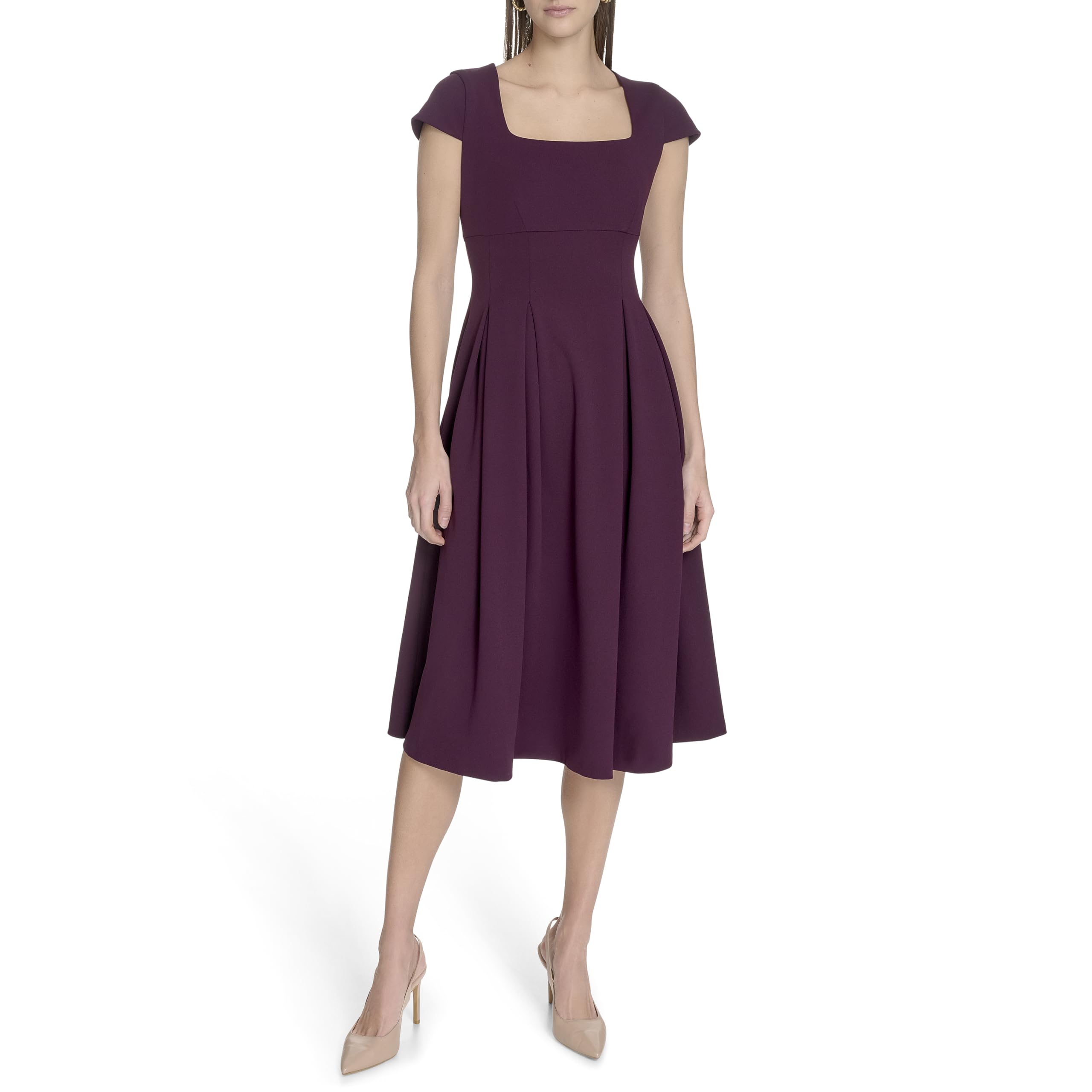 Calvin Klein Damen Party Square Neck Midi Dress Kleid