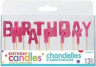 Amscan Happy Birthday Glitter Pick Candles, 2 1/4