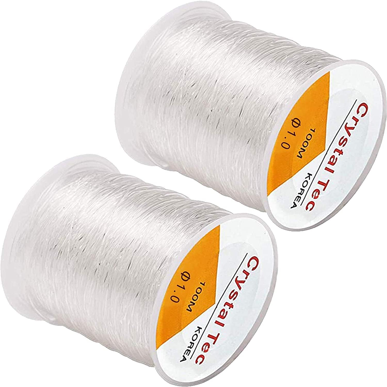 2Pack 1.0Mm Elastic String, Jewelry Cord, Bracelet Rope Crystal Beading Cords, Transparent Beaded Line, Can Easily Pass Through Jewelry, Suitable For Diy Making