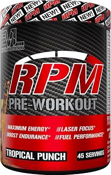 Evlution Nutrition RPM Pre Workout Powder Tropical Punch Preworkout for Energy, Focus & Performance with Beta-Alanine, Caffeine, Betaine & L-Tyrosine 45 Servings