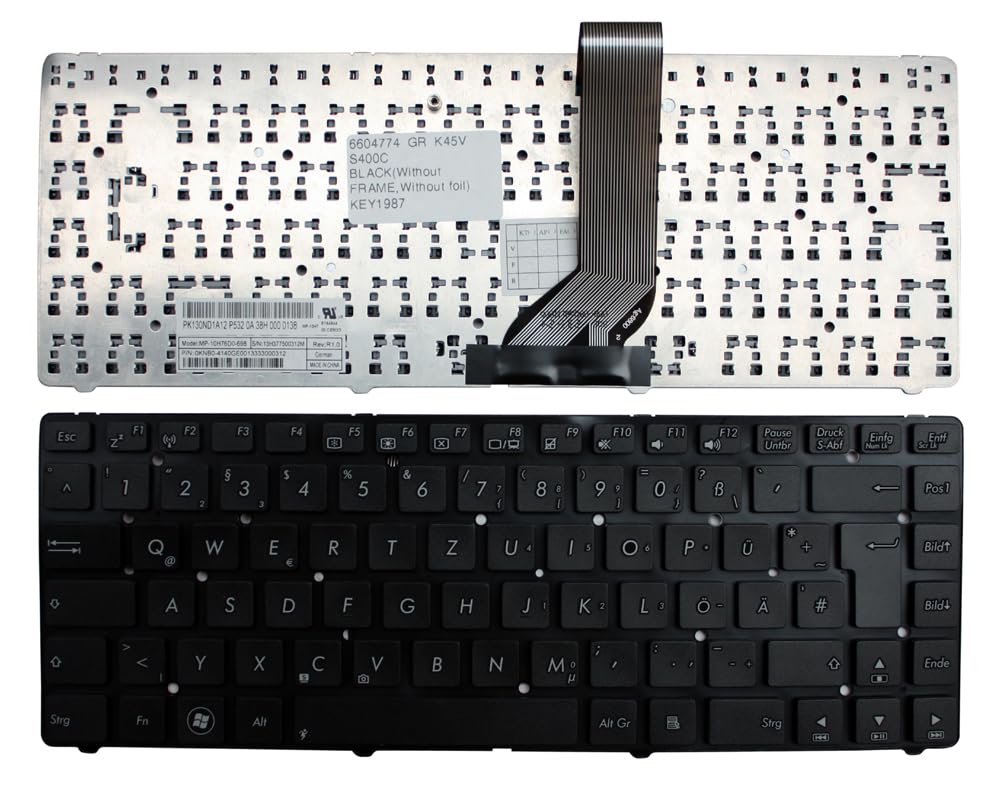 Clavier PC ASUS S400CA-CA007H Power4Laptops avec touches noires pour une frappe fluide