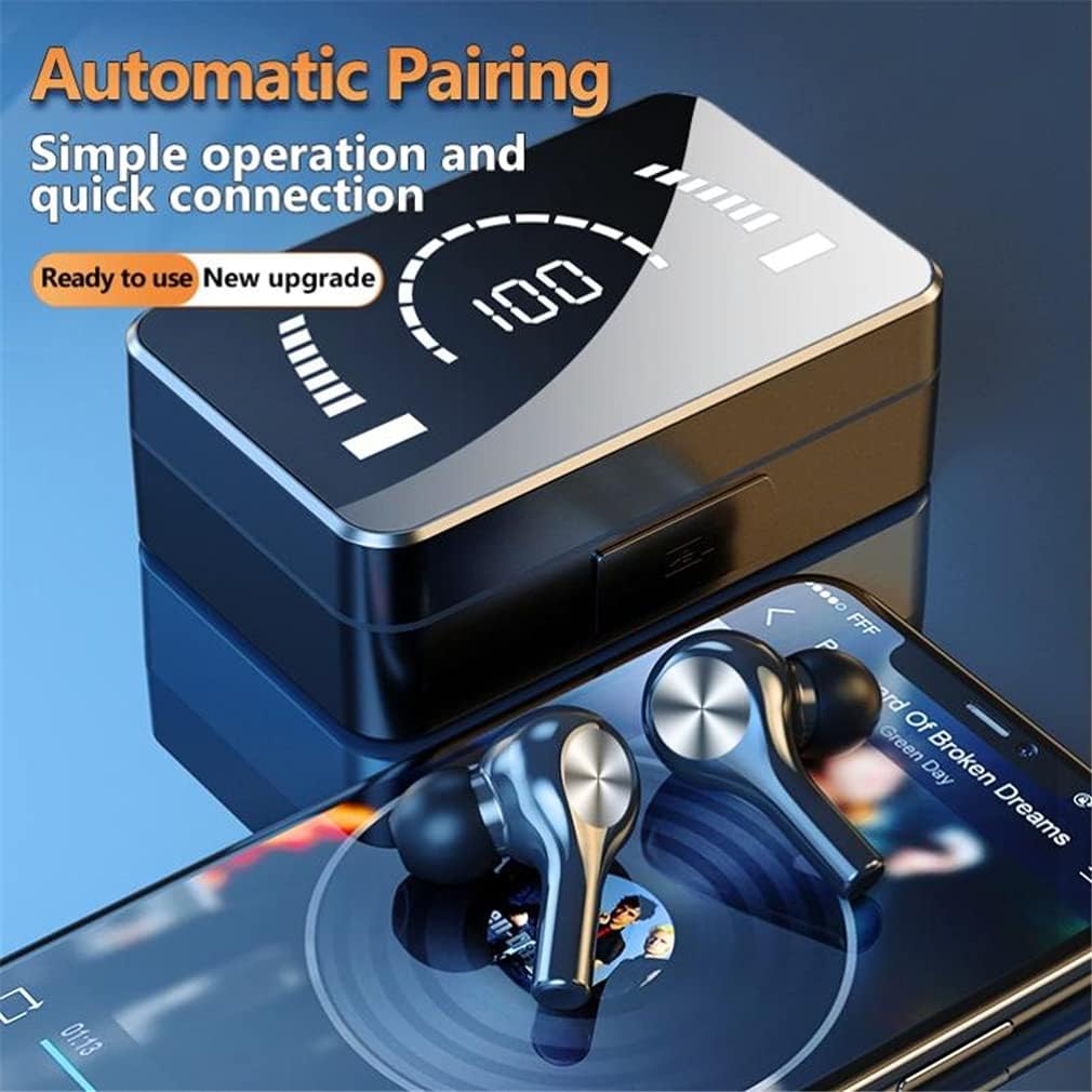 TWS Bluetooth 5.2 Earbuds Headphones LED Digital Display Auto Pairing Wireless Earphones HiFi Stereo Noise Canceling Headsets in-Ear with 2000Mah Charging Case