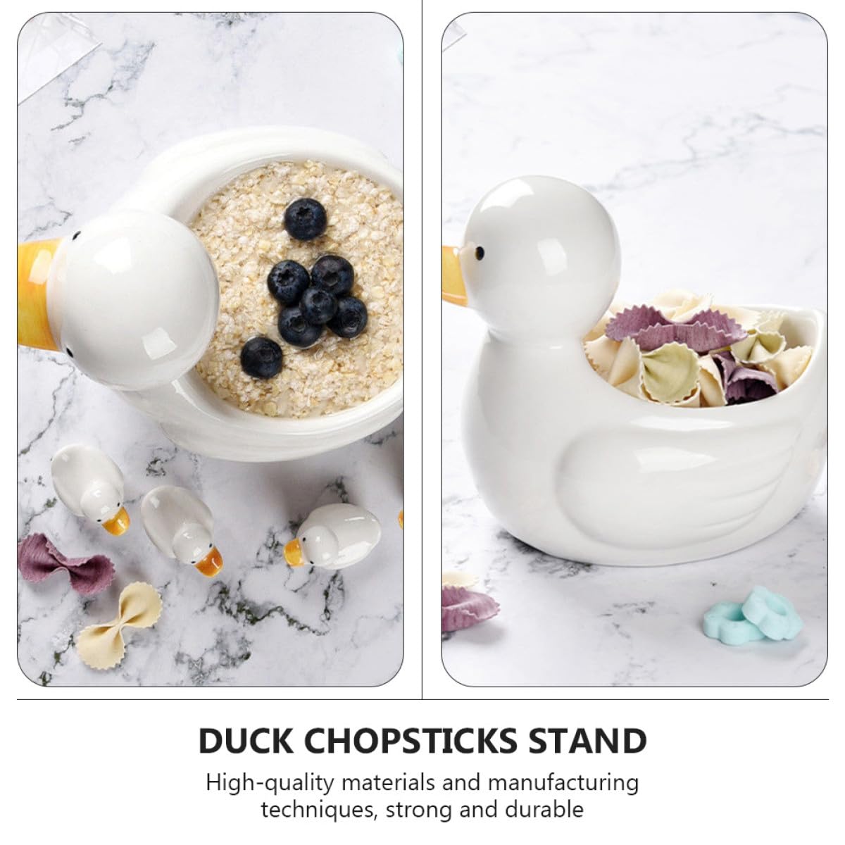 Support à Baguettes en Céramique Blanche Adorable de Canard, Set de 3 Pièces Lisse et Délicat, Facile à Nettoyer, Décoration de Table Japonaise