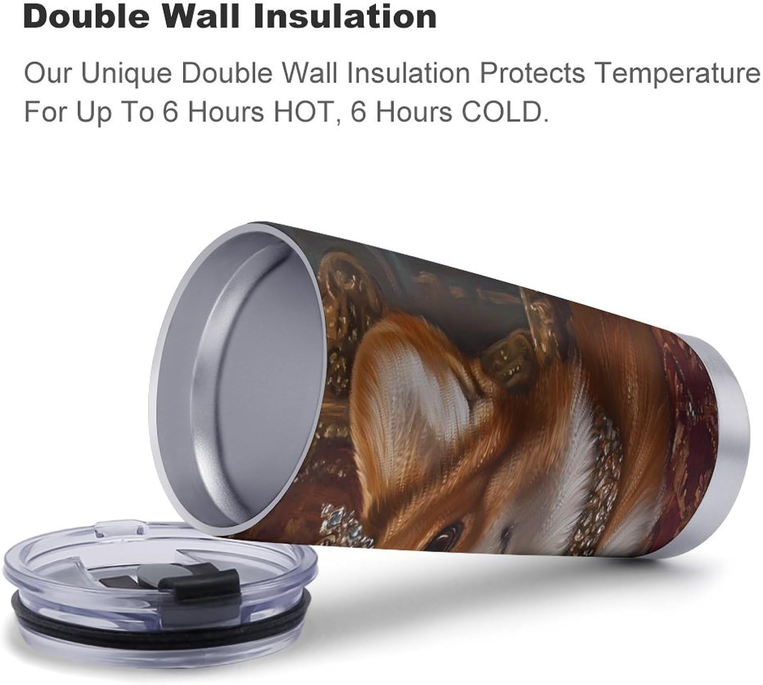 Corgi Dog Queen Travel Coffee Mug Stainless Steel Insulated Tumbler Water Bottle Tea Cup for Home Office