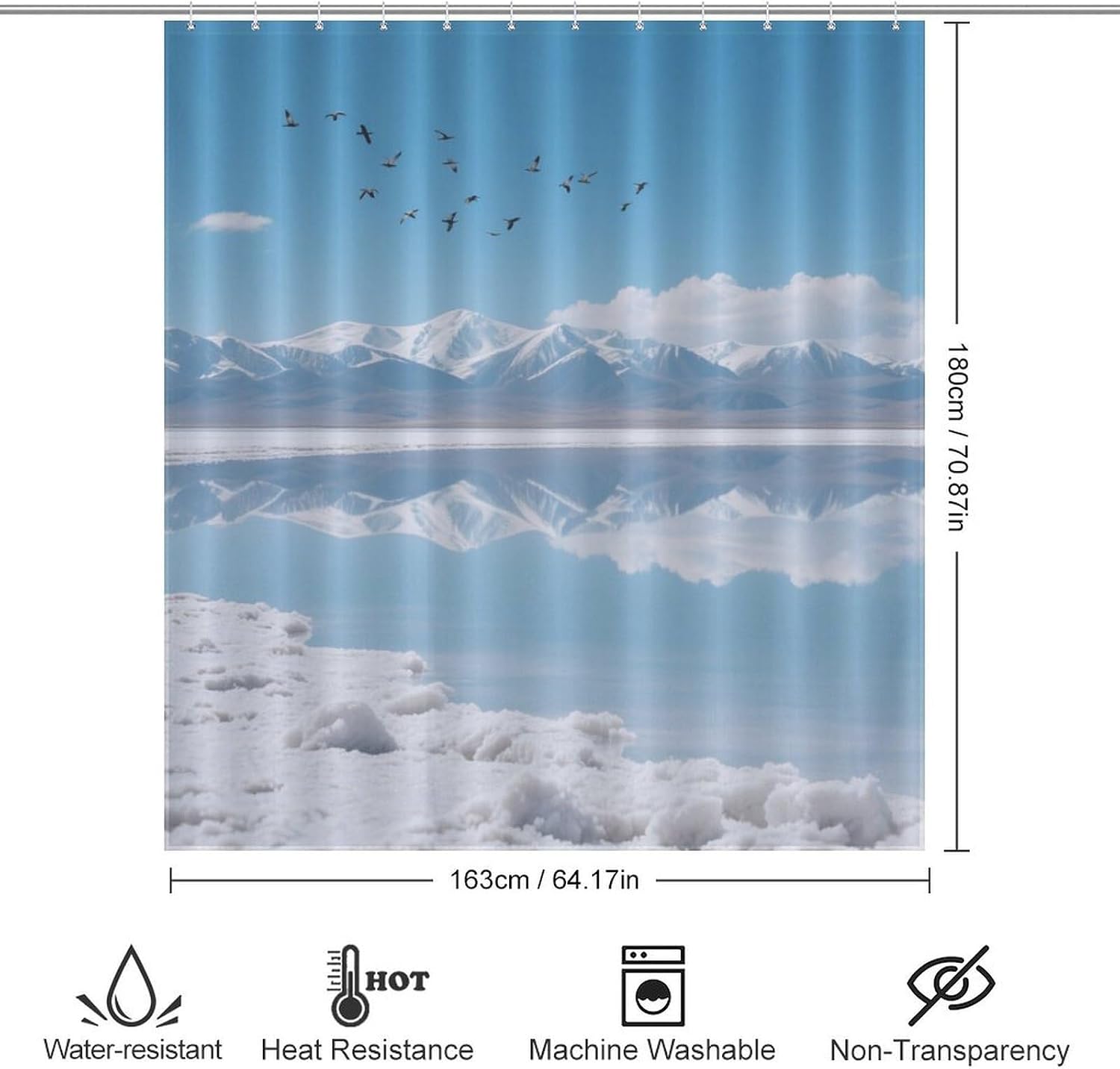 Shower Curtains Fabric Shower Curtain Liner Liner Showers Curtain Highland Salt Lakes Showers Curtin Opaque for Privacy Protection Water Splash Protection High Aesthetics