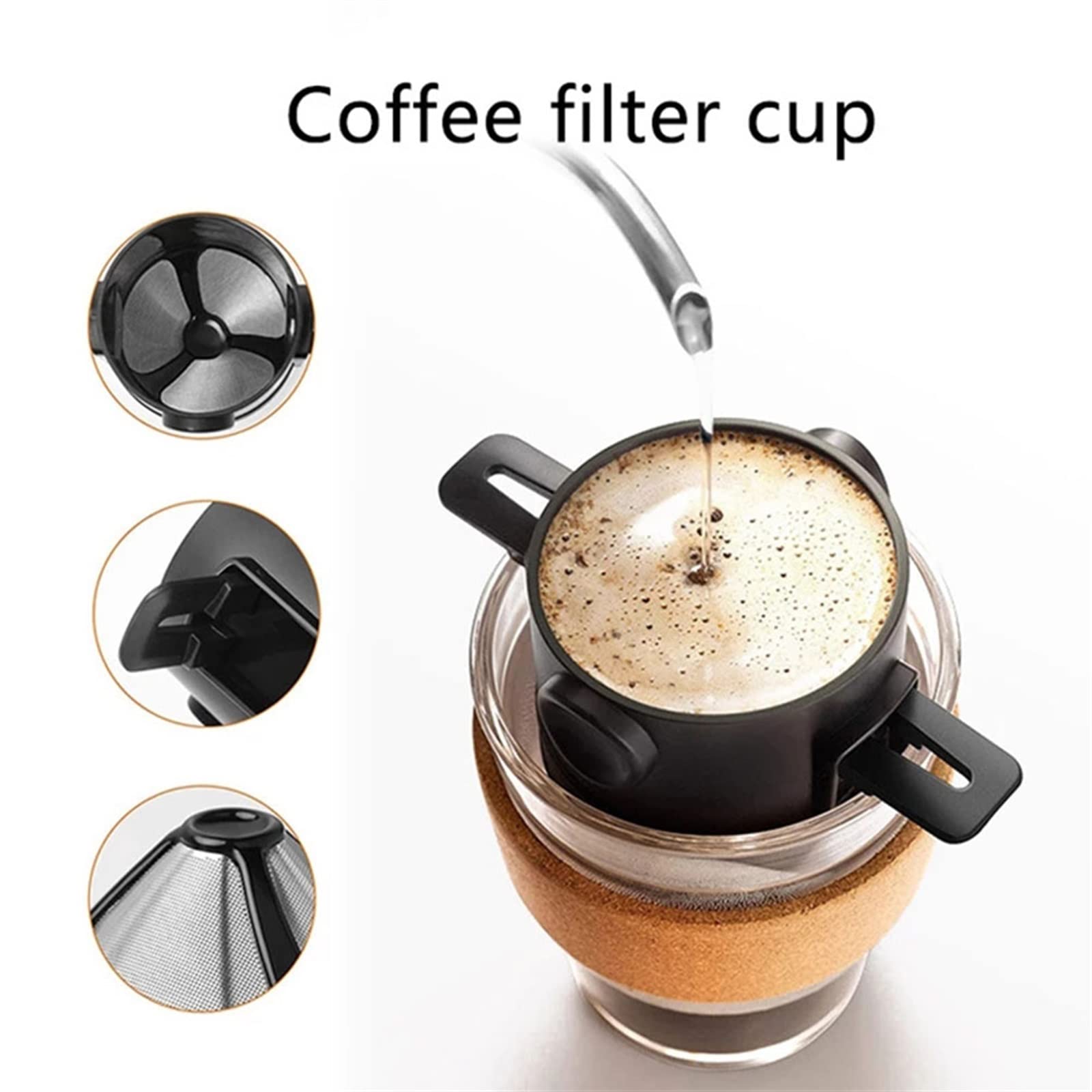 DieffematicKF Cafetera Mini Pour Over Coffee Dripper Reusable Foldable Drip Coffee Filter Portable Paperless Coffee Maker for Office Home Travel Camp