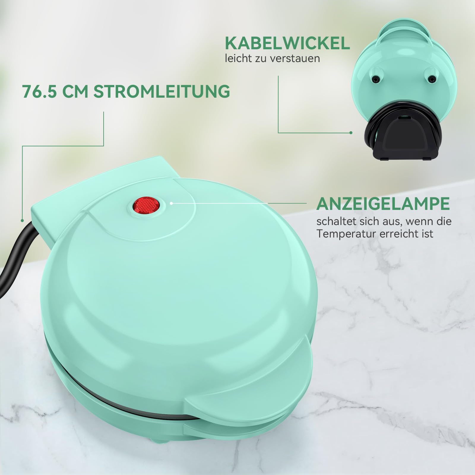 JK-109C, 550-W-Elektro-Multikocher, Mini-Omelettzubereiter, antihaftbeschichtet, leicht zu reinigen, kompaktes Design, Aluminium, 550 W, 200 Milliliter, GRÜN