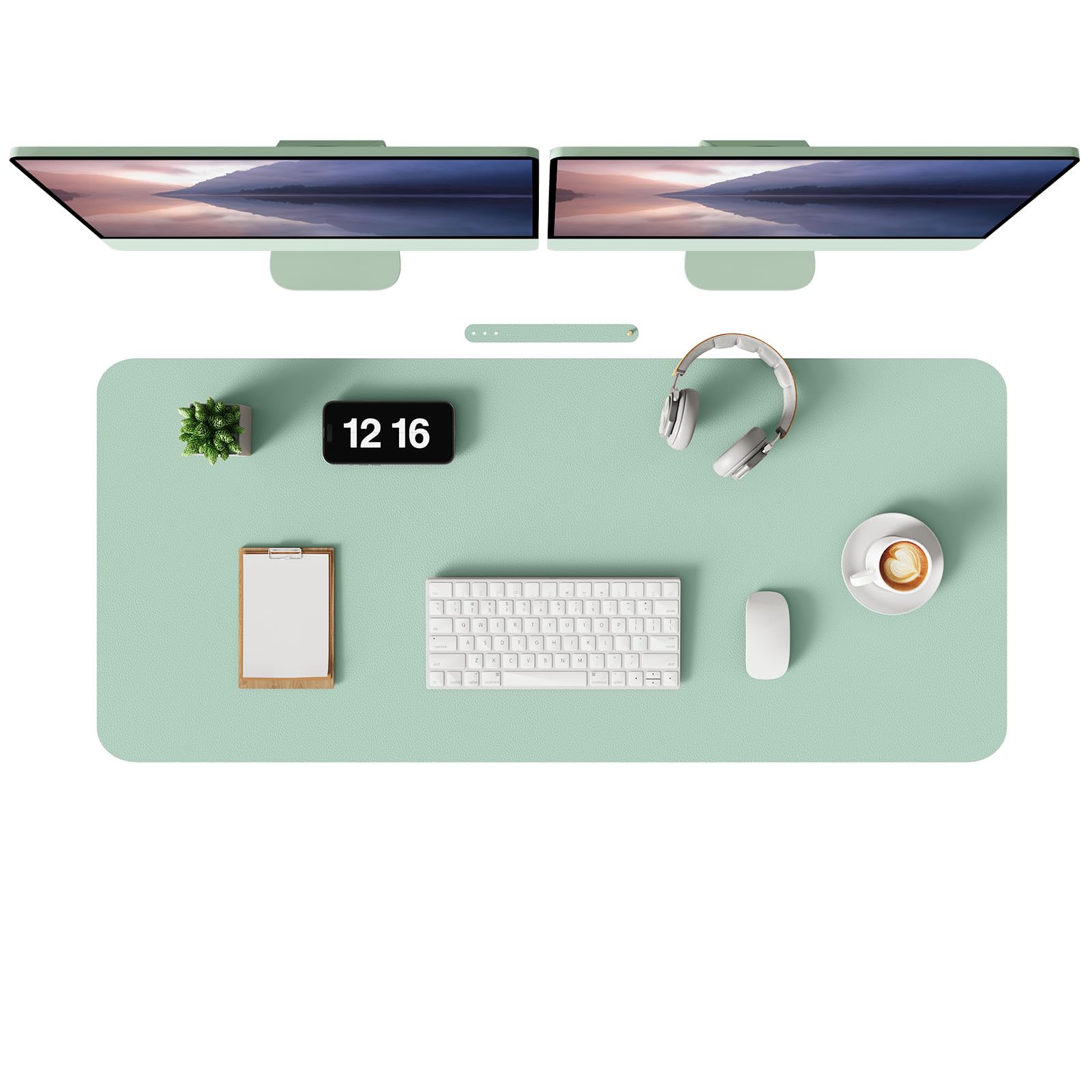 MOLMO Non-Slip Desk Mat, Waterproof Desk Pad Table Protector, Easy Clean Laptop Mat Large Mouse Pad Leather Writing Mat with Suede for Office/Home/Decor (Light Green, 100 x 43 cm)