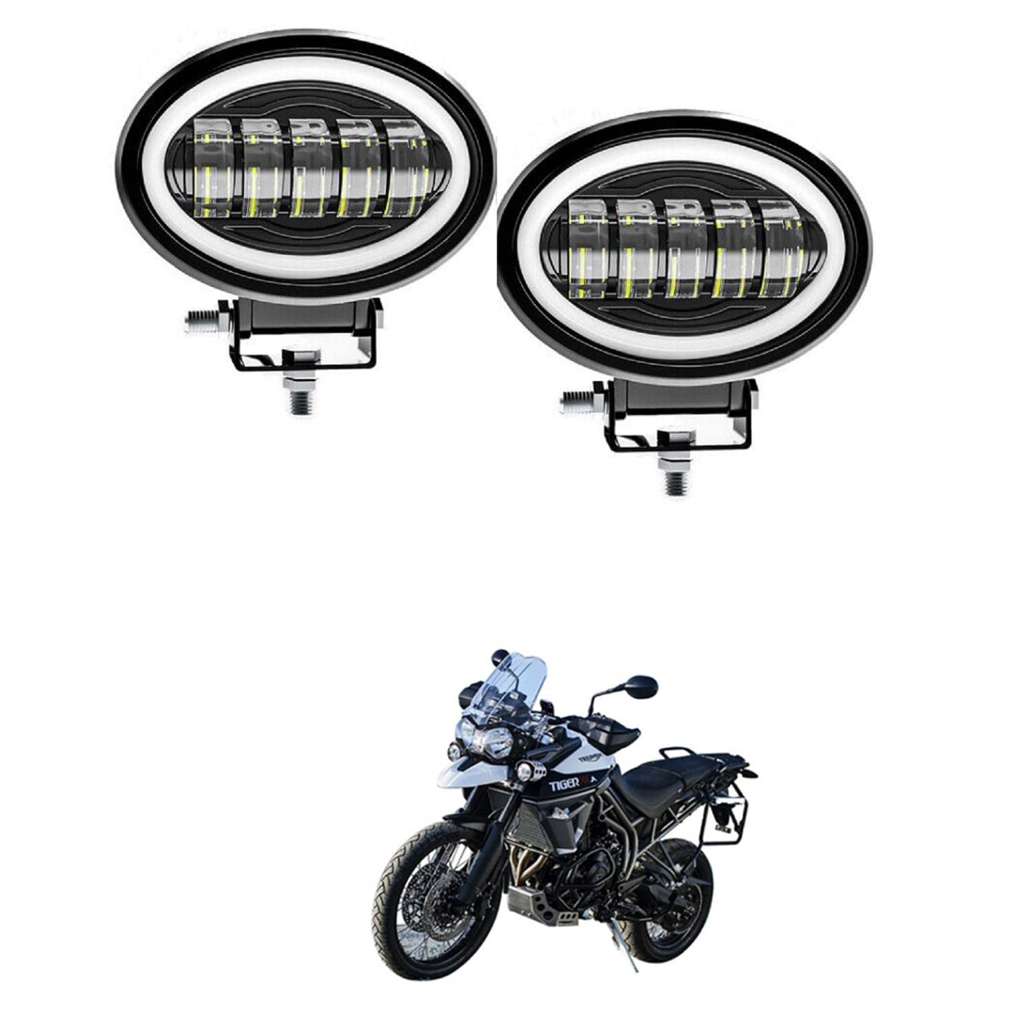 XZRTZ LED Headlight Fog Light Motorcycle 5 LED CREE LED Work Light Angel Eyes Additional Headlight LED Fog Light Boat Offroad Accessories With Blue Drl Compatible With For Tger 800