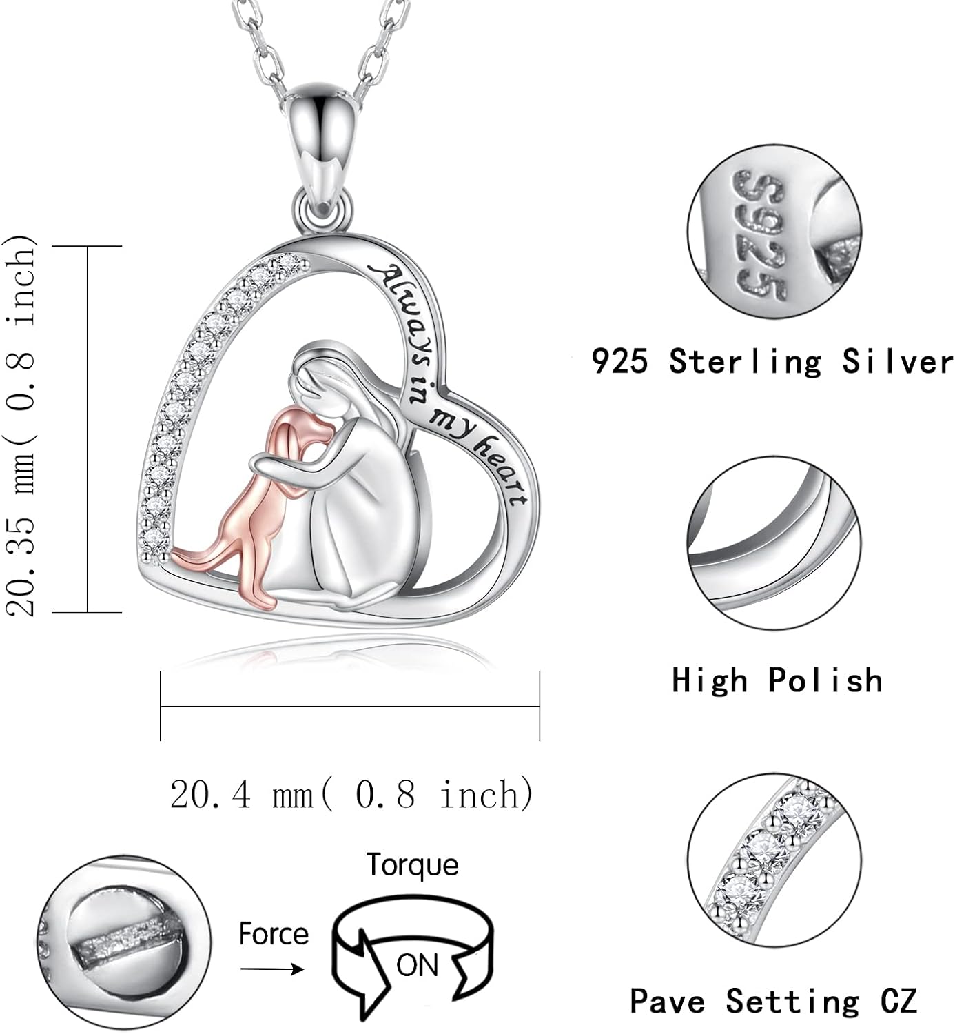Sterling Silver Dog Urn Necklace for Pet Ashes - S925 Pet fur Cremation Memorial Keepsake Pendant Jewelry Gifts for Women Loss Puppy - Image 6