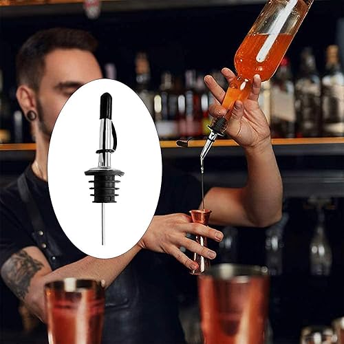 Miniatura 5 de Paquete de 48 vertedores de botellas de licor de acero inoxidable con tapas de polvo de goma siamesa y vertedores de licor