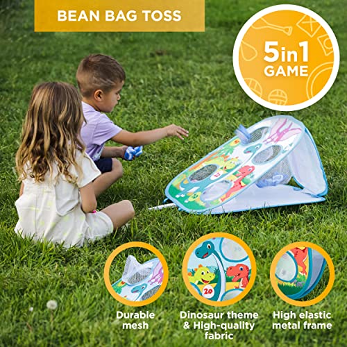 Chuchik Dinosaur/Unicorn 5In1 Animal Bean Bag Toss Game Toy Outdoor Games For Kids, Gift For 3 Year Old Boy Toys Birthday, Outside Toys For Toddlers 2-4 3-5 4-6 Cornhole Ring Yard Games For Kids #TOP2