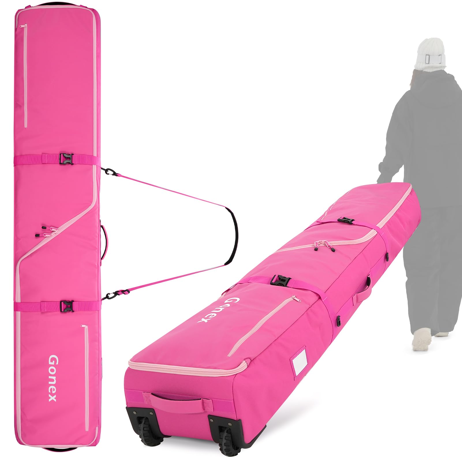 Gonex Snowboard Bag with Wheels,Adjustable Length Up to 175cm to