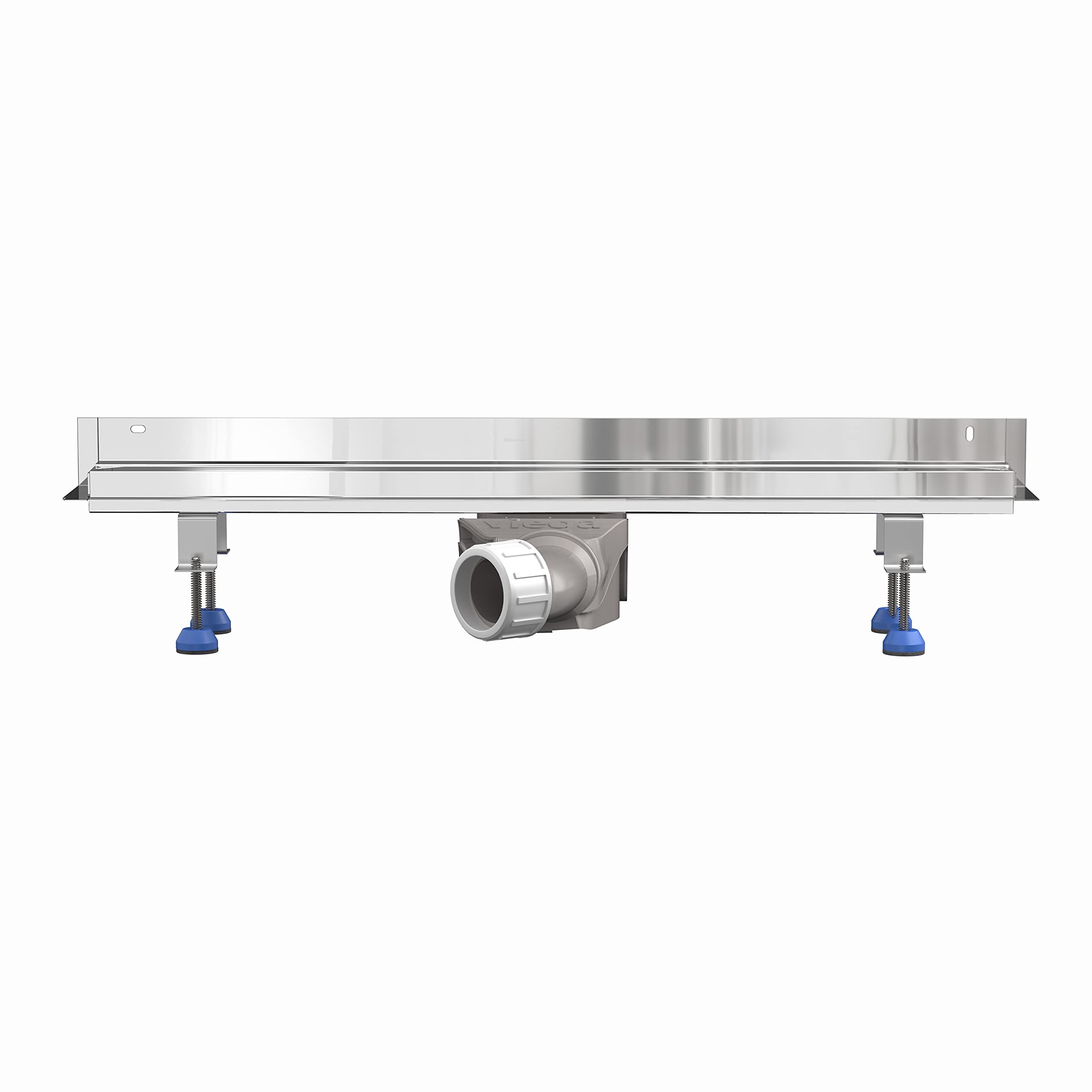Aquabad® Caniveau de douche en acier inox - Slim Wall Premium | avec raccordement mural | L: 60 cm | Avec couvercle: cuvette à carreler, filtre-cheveux, y compris : Advantix Vario siphon