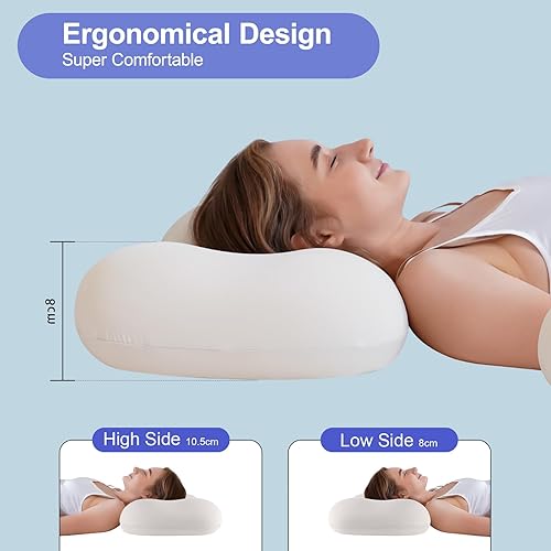 Miniatura 3 de Almohada ergonómica de espuma viscoelástica para aliviar el dolor de cuello, almohada cervical ajustable de apoyo cervical, espuma viscoelástica