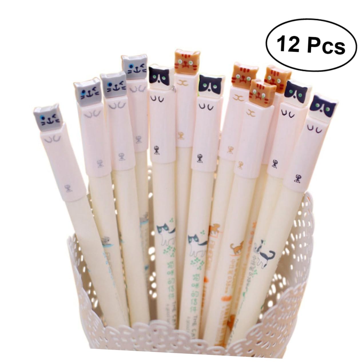 Ciieeo 3 Set Di Penne Gel A Forma Di Gatto Punta Extra Fine Da 0 38 Mm Inchiostro Nero Kit Di Scrittura Per Studenti 12 Pezzi*3