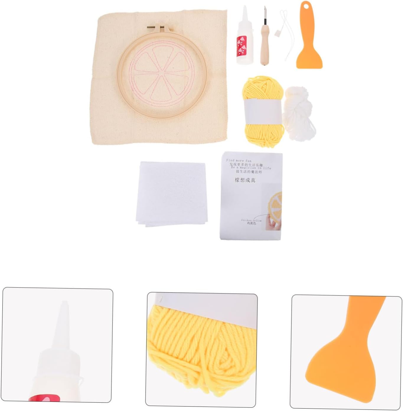 Gadpiparty DIY Embroidery Kit Punch Needle Coaster Material Birthday Bright Colors Craft Supplies