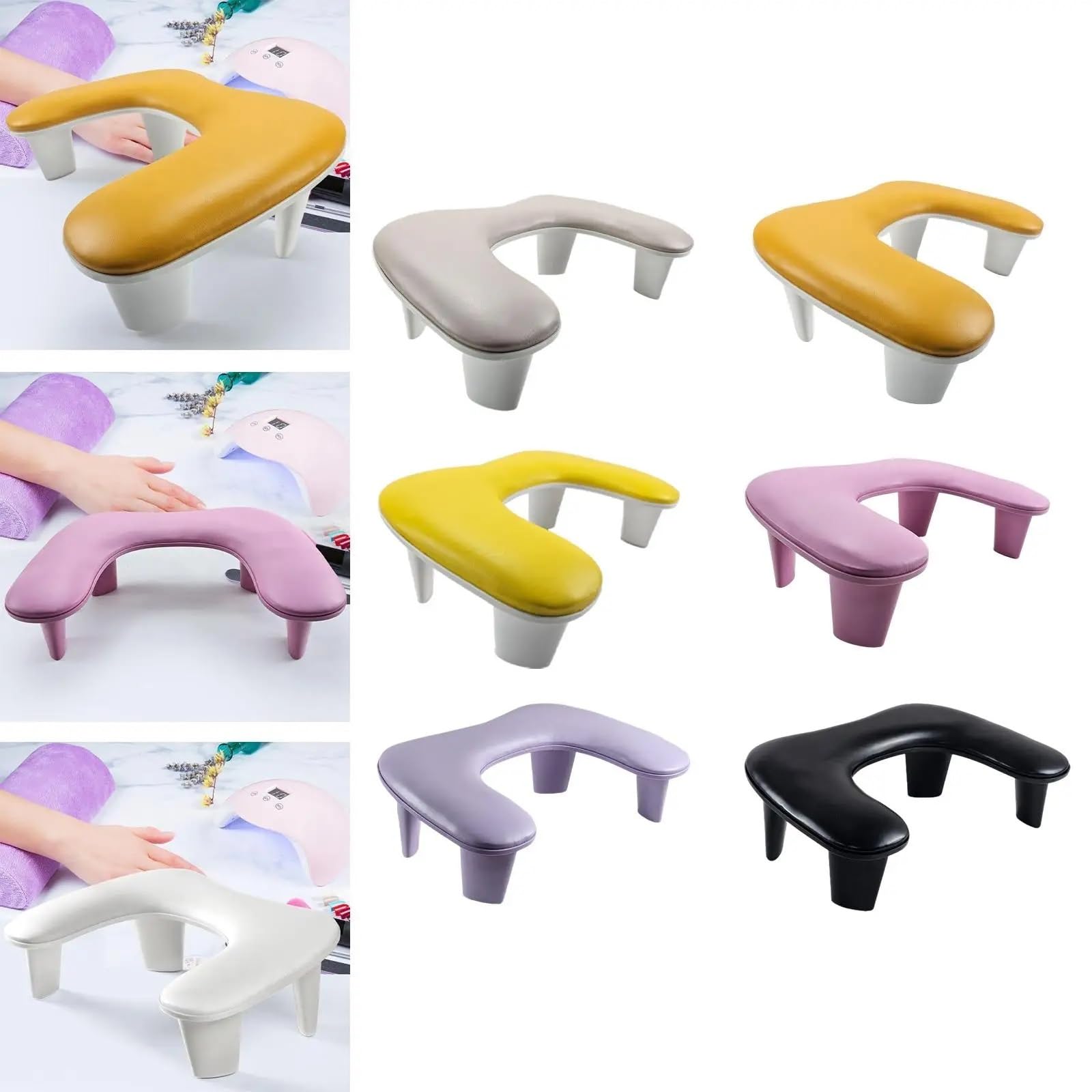 Cuscino poggiabraccia per manicure, U Shape Nail Arm Rest Stand Multicolor(Pink)