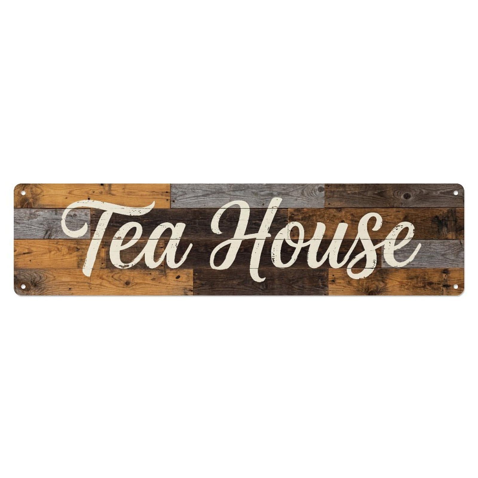 Tea House Metal Tin Skinny Sign Plaque Wall Decor for Cafe, Club Bar, Office, Home Garden Metal Poster 4x16Inch