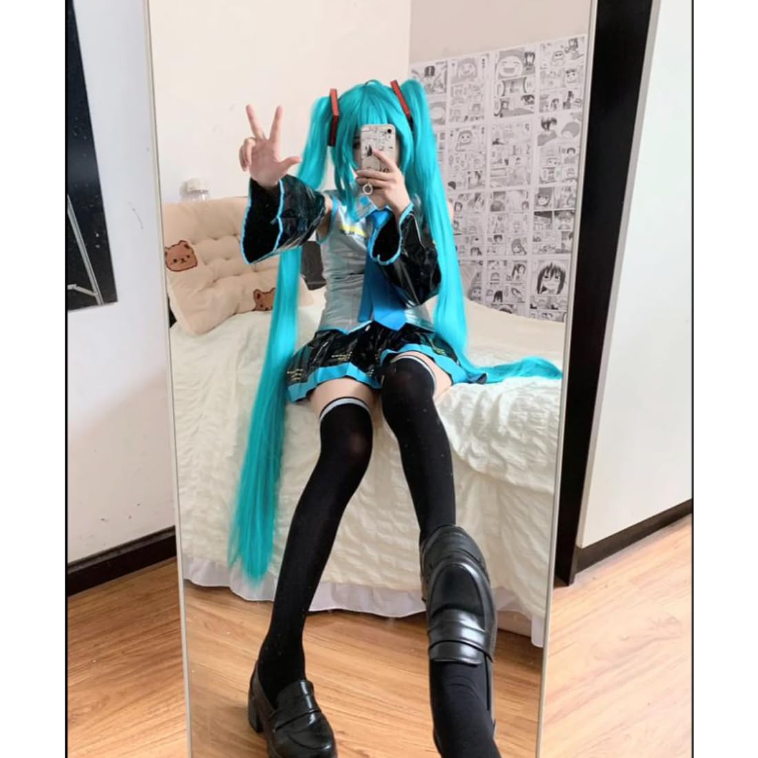AKTOTO Anime Cosplay Costume Women Halloween Cosplay Full Set Of Uniforms with Wigs Ponytail Braid