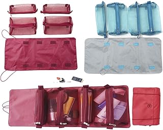 Inventory Clearance Makeup Bag Travel 4 in1 Portable Travel Toiletry Bag Makeup Portable Makeup Bag Organizer Multifunction Magic Cosmetic Pouch Large Capacity Cosmetic Bag-Light (Blue)