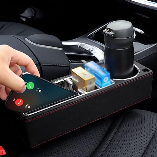 Miniatura 2 de Funda de piel sintética para asiento de automóvil, organizador universal para asiento de automóvil, multifuncional, contenedor de almacenamiento